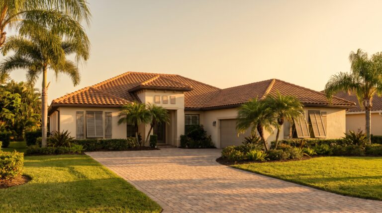 A classic Florida single-family home with a barrel tile roof